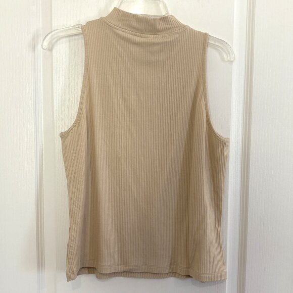 Old Navy Mock Neck Rib Knit Tank Top Sleeveless Tan Beige Size XL NEW - Picture 4 of 6